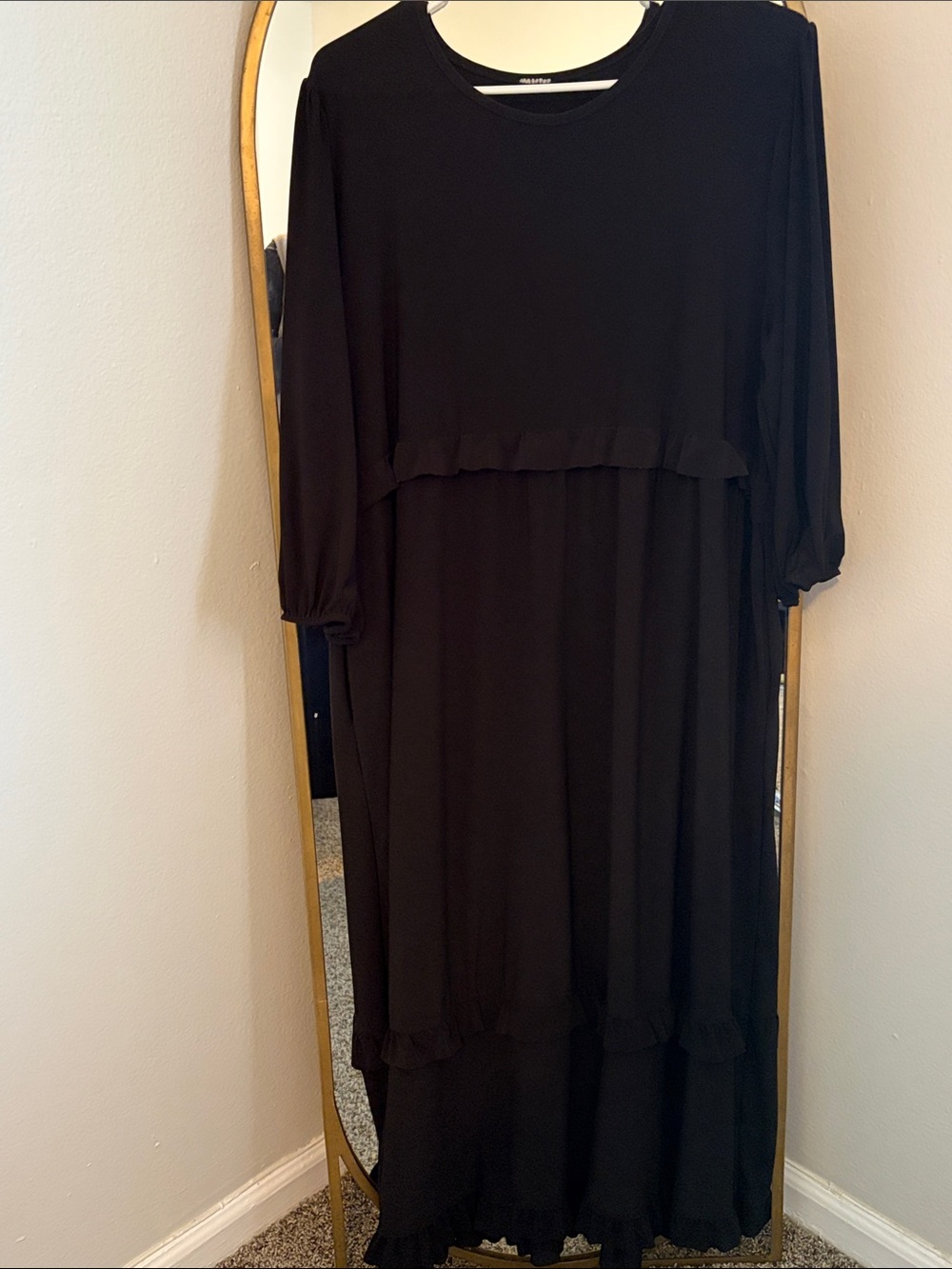 Black Ruffle Trim Maxi Dress - Celeste